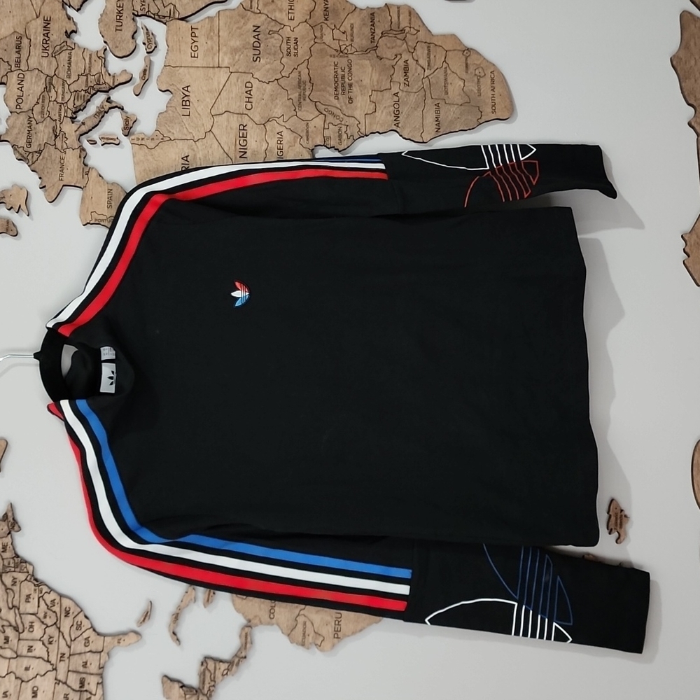 Adidas long sleeve high neck black red white blue small top